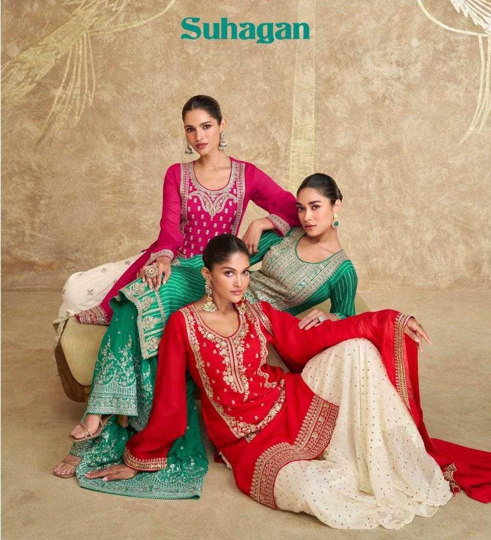 Chinon Silk Ladies Sharara Salwar Suit - MYLUXURY LANE ENTERPRISE